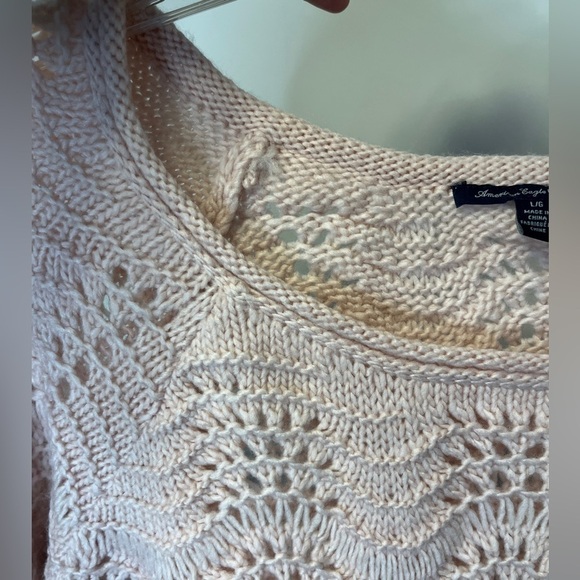 American Eagle NWT Blush Open Knit Crochet Wool Blend Sweater - Picture 9 of 9